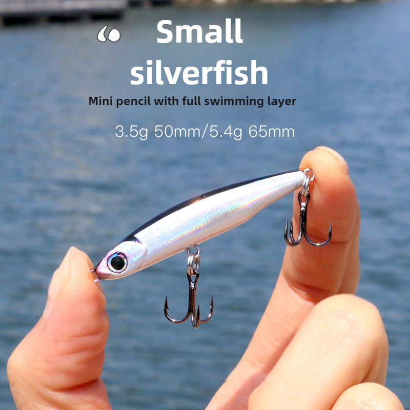 Small whitebait submerged pencil micro-object full swimming layer 8g13g far throw luya bait fake bait bait mouth hard bait
