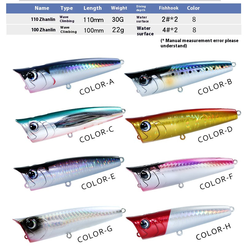 Big water flower wave climbing Luya bait 22g -30g floating water hitting water wave, sea fishing bait sea bass bait