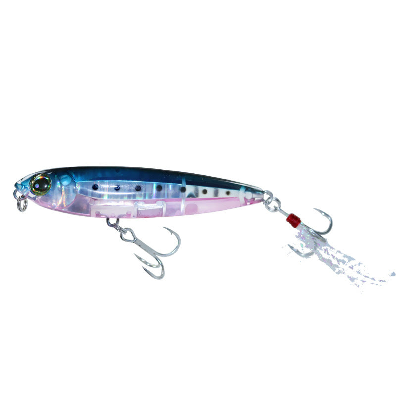The inner laser bait is cast far to the water surface, and the 5g8g word dog luya bait floats, pencil, tilted mouth perch hard bait