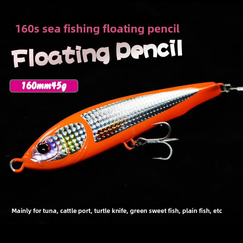 Export 160 water surface system floating pencil 45g sea fishing golden gun + sea fishing bait yellow bonito big object Luya bait fake bait