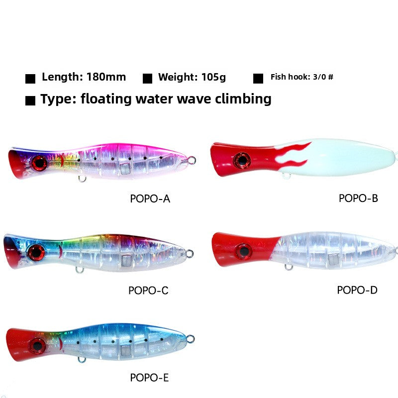 Export water surface system, round mouth big wave climbing 180mm105g sea fishing wave lying Luya bait yellow bonito sea bass fake bait bait