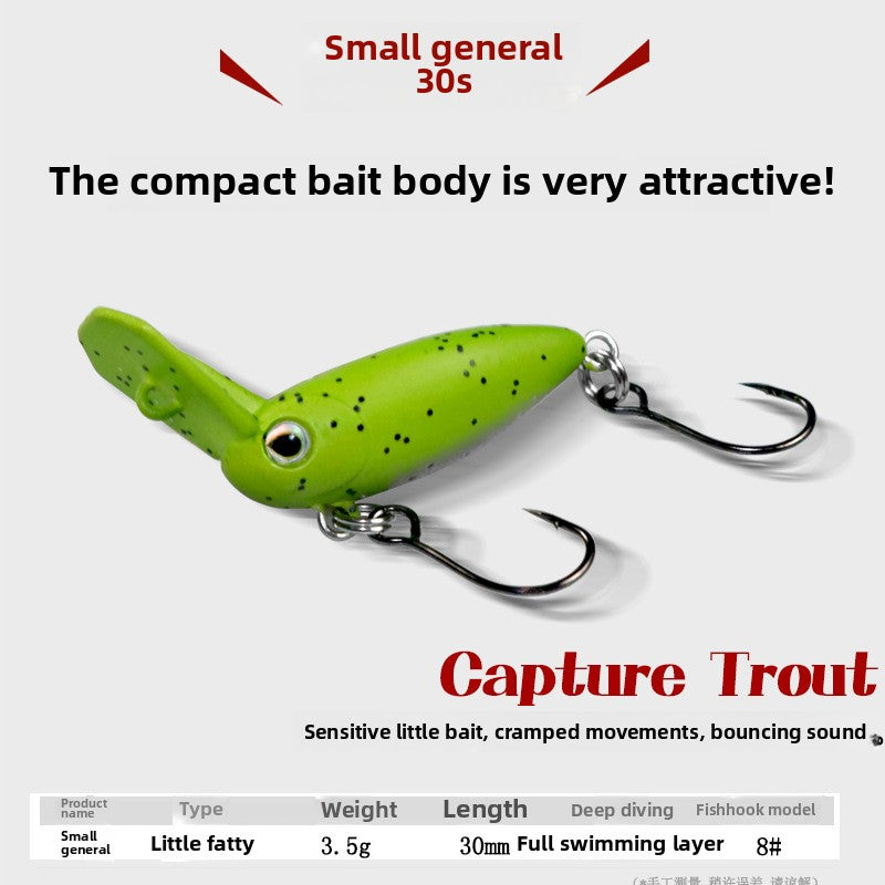 Inverted tongue plate micro-bait 30mm3.5g full swimming layer single hook small fat trout bait fake bait white strip bait bait