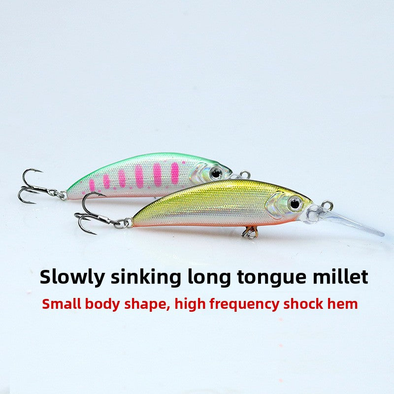 Submerged Xiaomi Nuo long tongue board Luya bait 6.2g72mm fake bait deep diving micro-object horse mouth bait mandarin fish mandarin fish perch