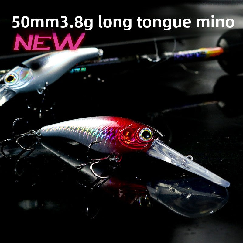 Full swimming layer slow sinking hovering Luya bait 3.8g long tongue plate Minoan mandarin fish magnetic fake bait bait tilted mouth white strip