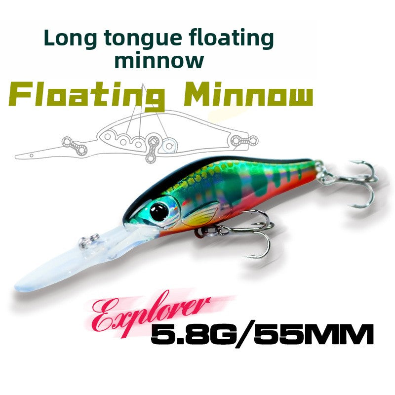 Floating bait 5.8g/55mm long tongue plate Mino micro-bait, far throw hard bait trout bait, mandarin fish bait