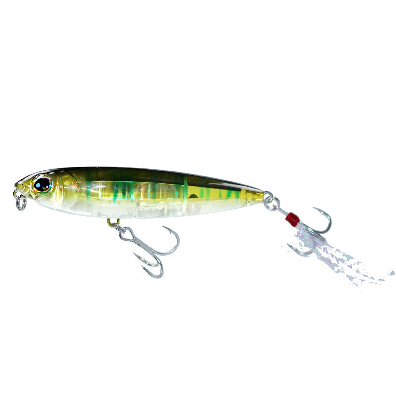 The inner laser bait is cast far to the water surface, and the 5g8g word dog luya bait floats, pencil, tilted mouth perch hard bait