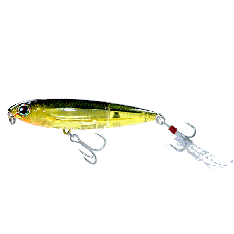 The inner laser bait is cast far to the water surface, and the 5g8g word dog luya bait floats, pencil, tilted mouth perch hard bait