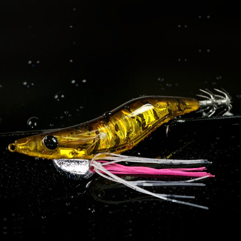 Simulated wooden shrimp 21g Simulated shrimp sound squid hook Sea fishing Luya bait inner laser umbrella hook