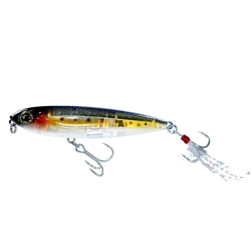 The inner laser bait is cast far to the water surface, and the 5g8g word dog luya bait floats, pencil, tilted mouth perch hard bait