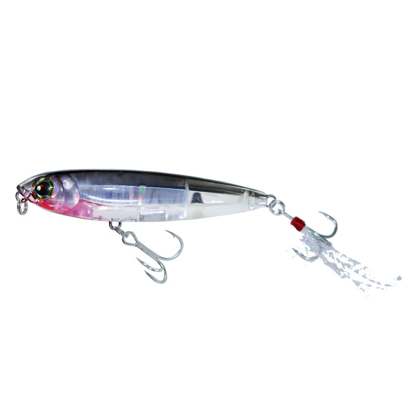 The inner laser bait is cast far to the water surface, and the 5g8g word dog luya bait floats, pencil, tilted mouth perch hard bait