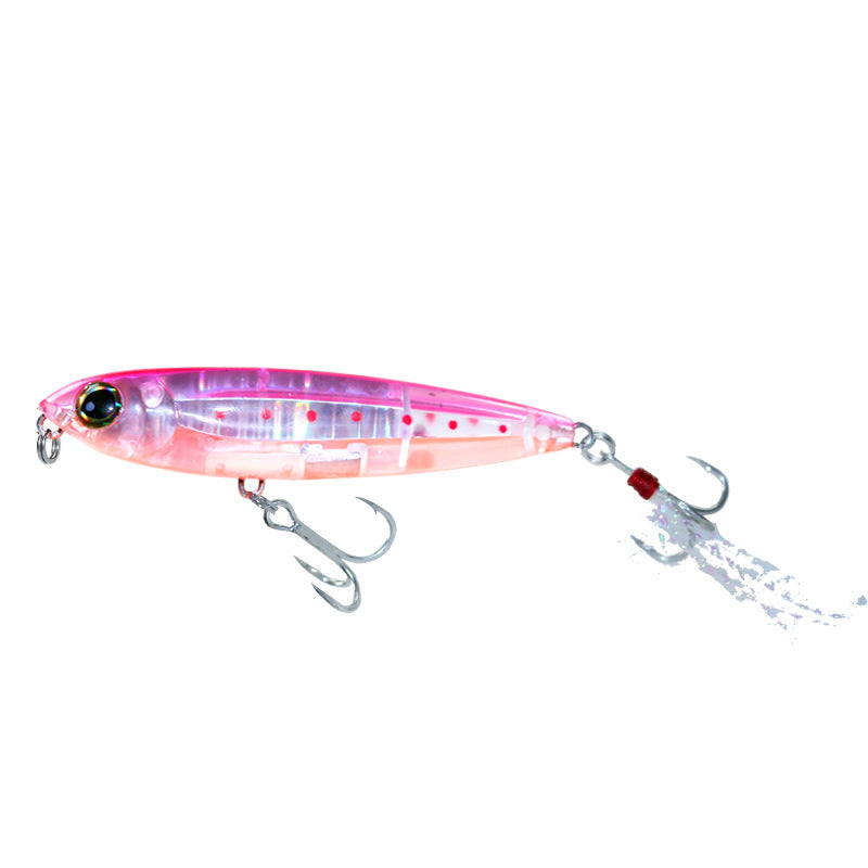 The inner laser bait is cast far to the water surface, and the 5g8g word dog luya bait floats, pencil, tilted mouth perch hard bait