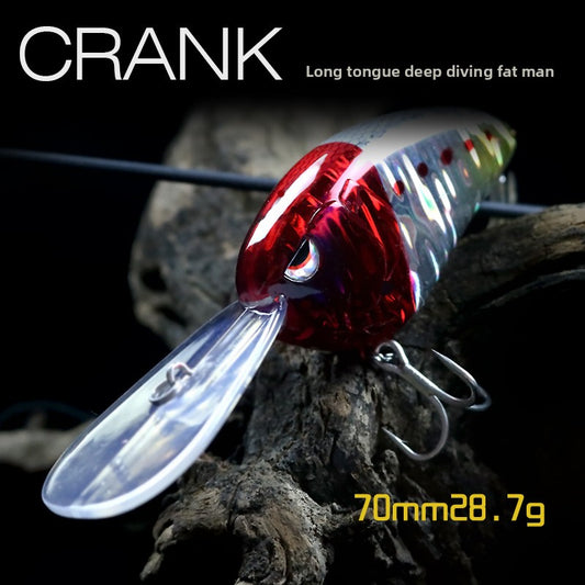 Sea fishing deep water long tongue board big fat man CRANK70mm28g floating water far throw luya bait diving depth 3m fake bait perch