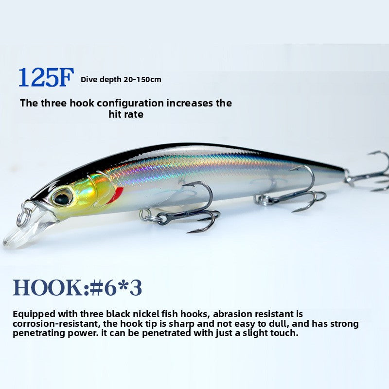 Shallow ultra-long throw floating water Mino dead fly Luya bait 125mm20g fake bait sea bass fish, mouth bait bait bait