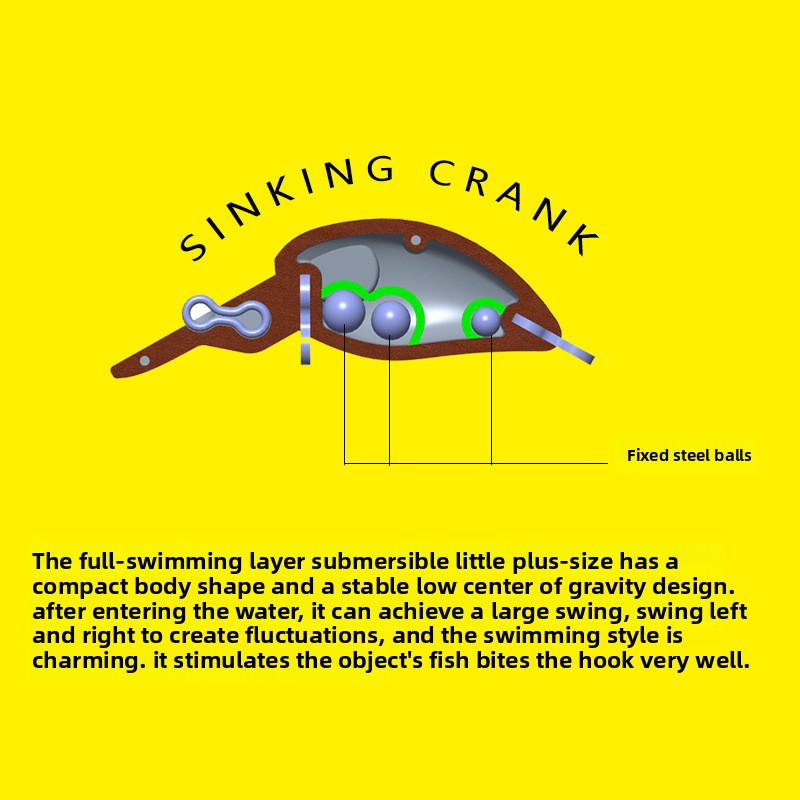 Full-layer tube fishing micro-object little fat man Crank4cm2.1g submerged bait Luya bait trout bait horse mouth bait