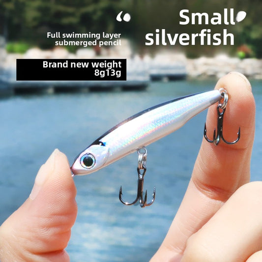 Small whitebait submerged pencil micro-object full swimming layer 8g13g far throw luya bait fake bait bait mouth hard bait